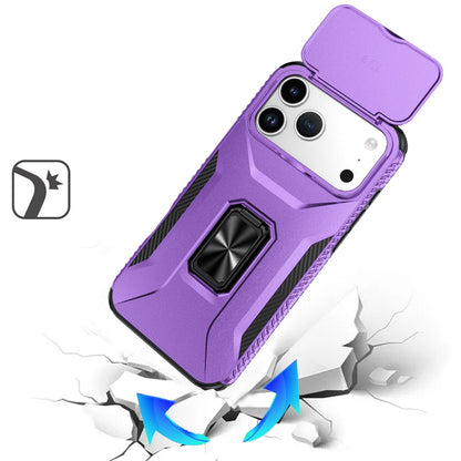 For Apple iPhone 17 Pro Max (6.9") Case, Camera Cover with Magnetic Rotation Ring Stand, Military Grade Hybrid Hard TPU Shockproof Case Cover