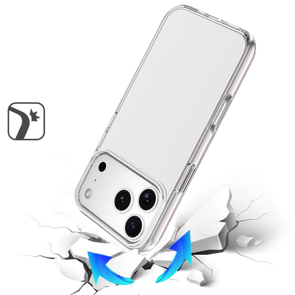 For Apple iPhone 17 Pro Transparent Shock Absorption PC + TPU Rubber Gel Thick 3mm Hybrid Silicone Slim Fit Back Case Cover