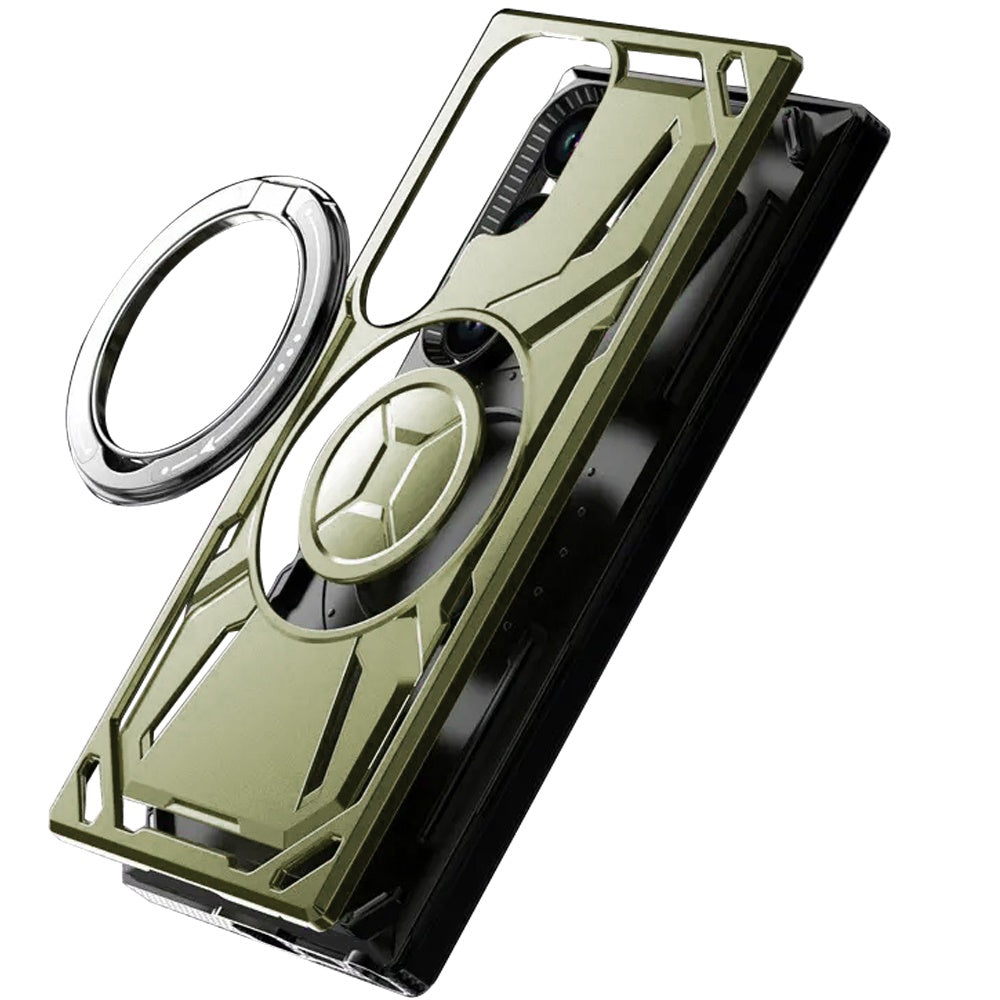 For Samsung Galaxy S24 Ultra Hybrid Magnetic Ring and 360° Rotational Kickstand with MagSafe Compatible, Military Grade Drop Protection Case Cover Midnight Green