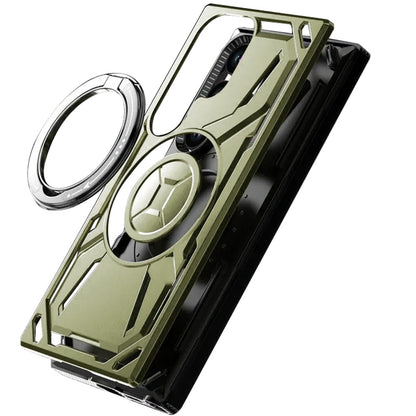 For Samsung Galaxy S24 Ultra Hybrid Magnetic Ring and 360° Rotational Kickstand with MagSafe Compatible, Military Grade Drop Protection Case Cover Midnight Green