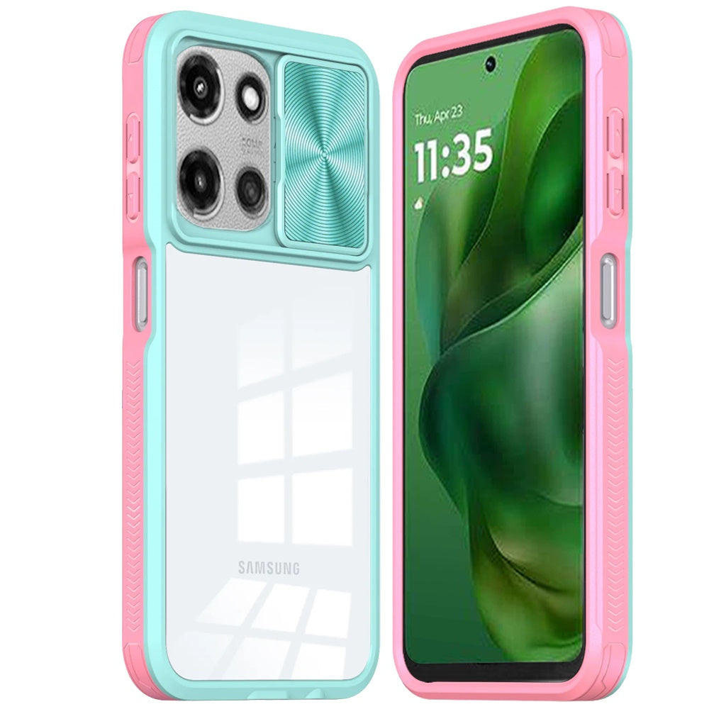 For Motorola Moto G Power 5G (2025) Hybrid Cases with Sliding Camera Cover Transparent Shockproof Bumper TPU Protective Case Cover