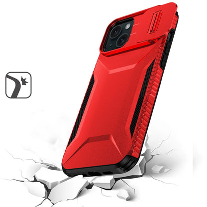 For Apple iPhone 13 (6.1") Slim Fit Shockproof Hybrid with Slide Camera Window Covering, Rugged Tpu Silicone Hard PC Bumper Case Cover