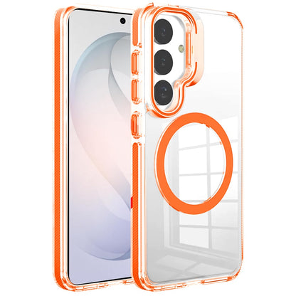 Phone Case for Samsung Galaxy S26 Magnetic Transparent Tough Hybrid Camera Guard Stand Shockproof Color Edge Rugged Grip Durable Cover Cosmic Orange