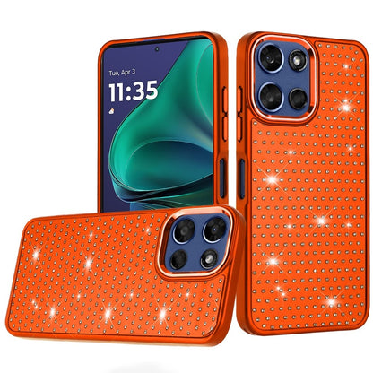 Phone Case for Motorola Moto G Stylus 5G 2026 /2025 Luxury Diamond Bling Sparkle Chrome Metallic Edge Shockproof Durable Protective Stylish Premium Hybrid Design Cover Cosmic Orange