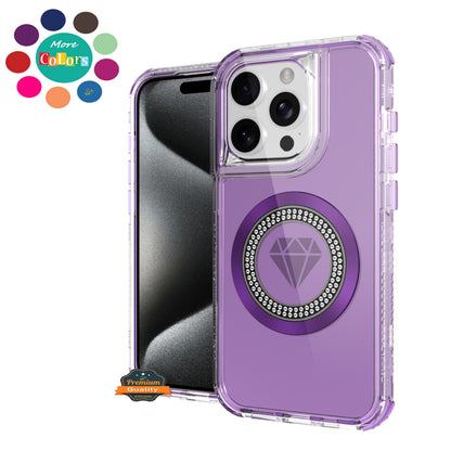 For Samsung Galaxy A37 Magnetic Circle Compatible with Magsafe, Hybrid Chrome 3in1 Transparent Shockproof TPU Bumper Case Cover
