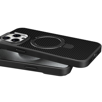 For Samsung Galaxy S26+ / S26 Plus Hybrid Carbon Fiber Design with MagSafe Compatible [Magnetic Circle], Ring Stand Shockproof Slim TPU Case Cover