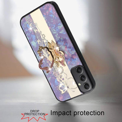 For Motorola Moto G 5G 2025 Diamonds 3D Butterfly Bling Sparkly Glitter Ornaments Engraving Hybrid with Stand Fashion Case Cover Enchanted Butterfly Purple
