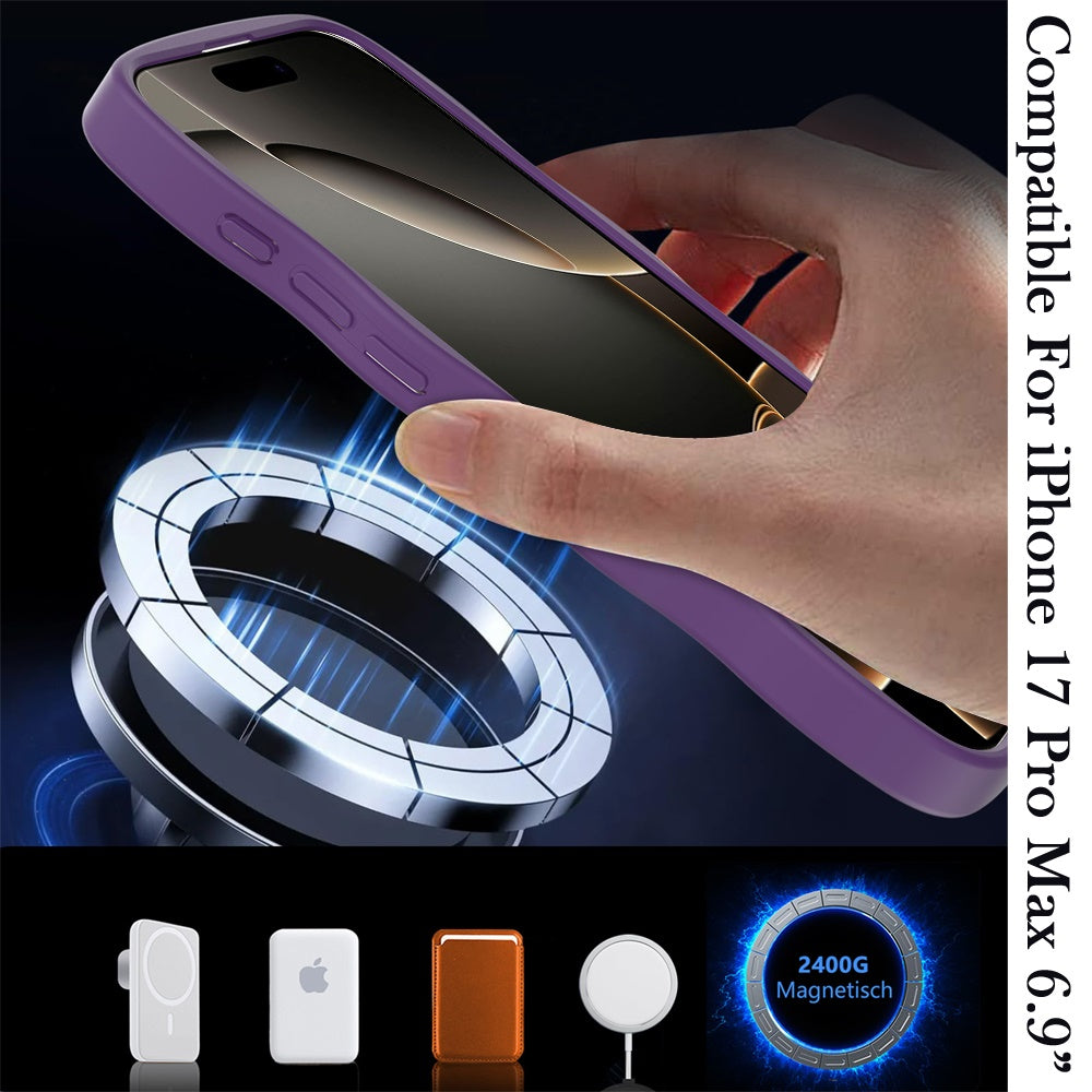 For Apple iPhone 17 Pro Max (6.9") Grip Hand Magnetic Hybrid Case Shockproof Protection Matte Skin Rubber TPU + PC Case Cover