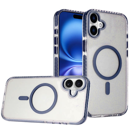 For Apple iPhone 17 Transparent Hybrid with Color-Matched Magnetic Circle, Rubber TPU Frame Hard PC Shockproof Case Cover