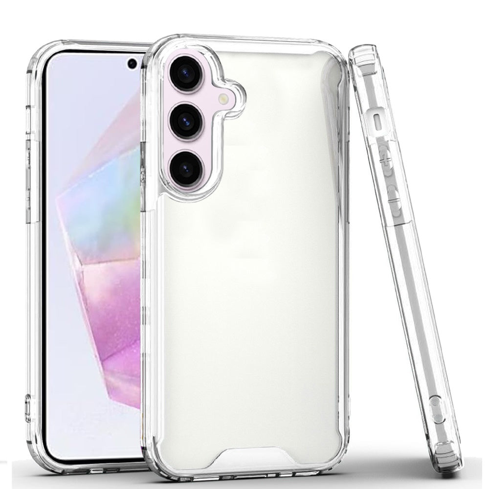For Samsung Galaxy A36 Clear Colored Shockproof Transparent Hard PC + Rubber TPU Hybrid Bumper Shell Slim Protective Case Cover Clear