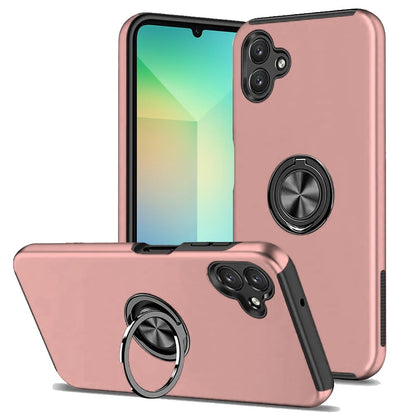 For Samsung Galaxy A06 Hybrid 360 Degree Rotatable Metal Invisible Ring Stand Holder Fit Magnetic Car Mount Shockproof Case Cover