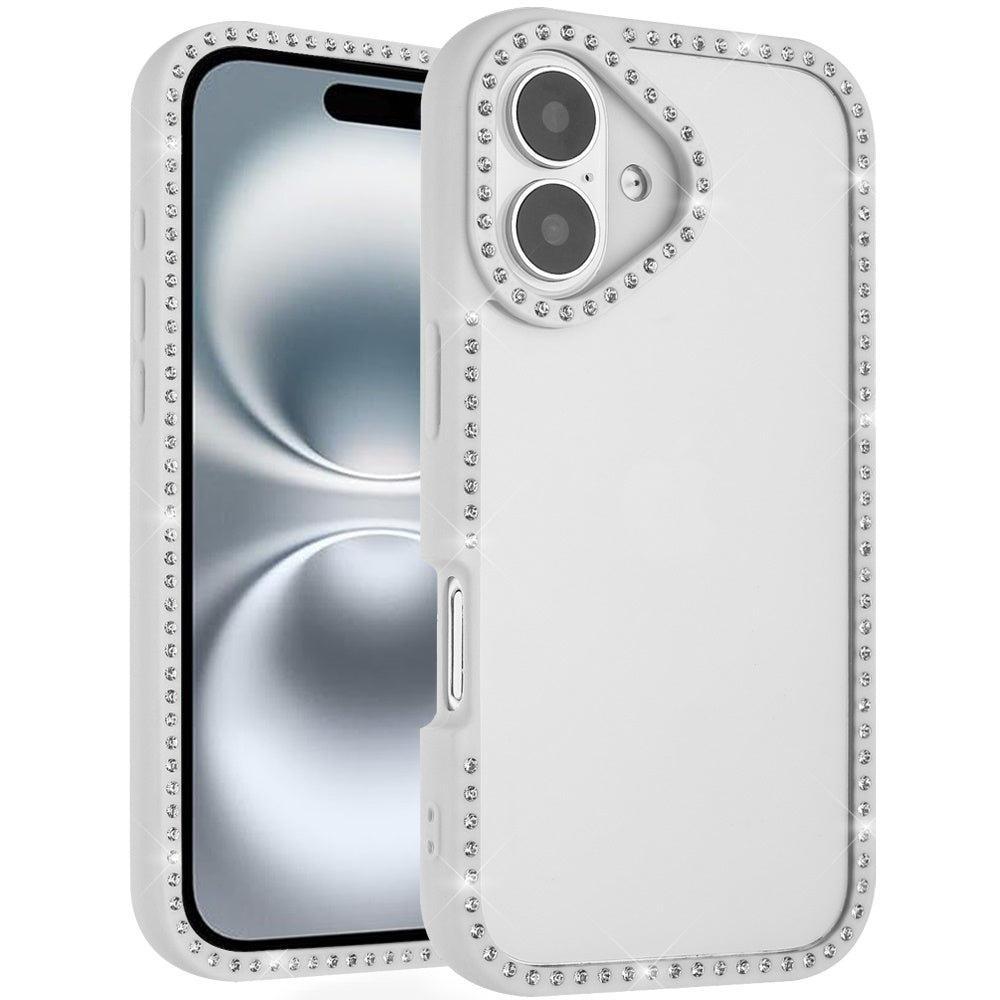 For iPhone 16 (6.1") Diamond Full Rhinestone Clear Hybrid Protective, Sparkly Bling Transparent Shockproof Bumper All Around Case Cover Clear