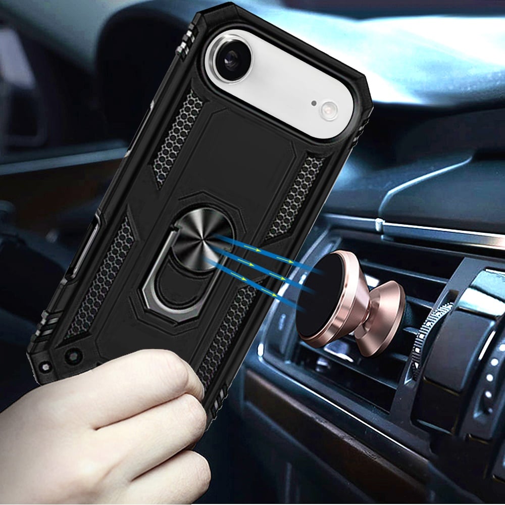 For Apple iPhone 17 Air (6.6") Hybrid Shockproof Durable 360 Degree Rotatable Ring Stand Holder Kickstand Fit Magnetic Car Mount Case Cover