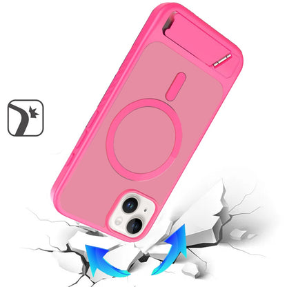 For Samsung Galaxy S26 Ultra Matte Magnetic Circle Back TPU Hybrid Drop Protection with Metal Kickstand Shockproof Design Case Cover Hotpink