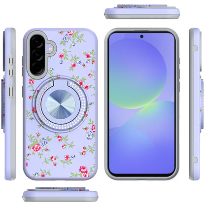 For Samsung Galaxy A36 Pattern Design Hybrid with Invisible Ring Stand & Magnetic Back, Shockproof Protective Grip Case Cover