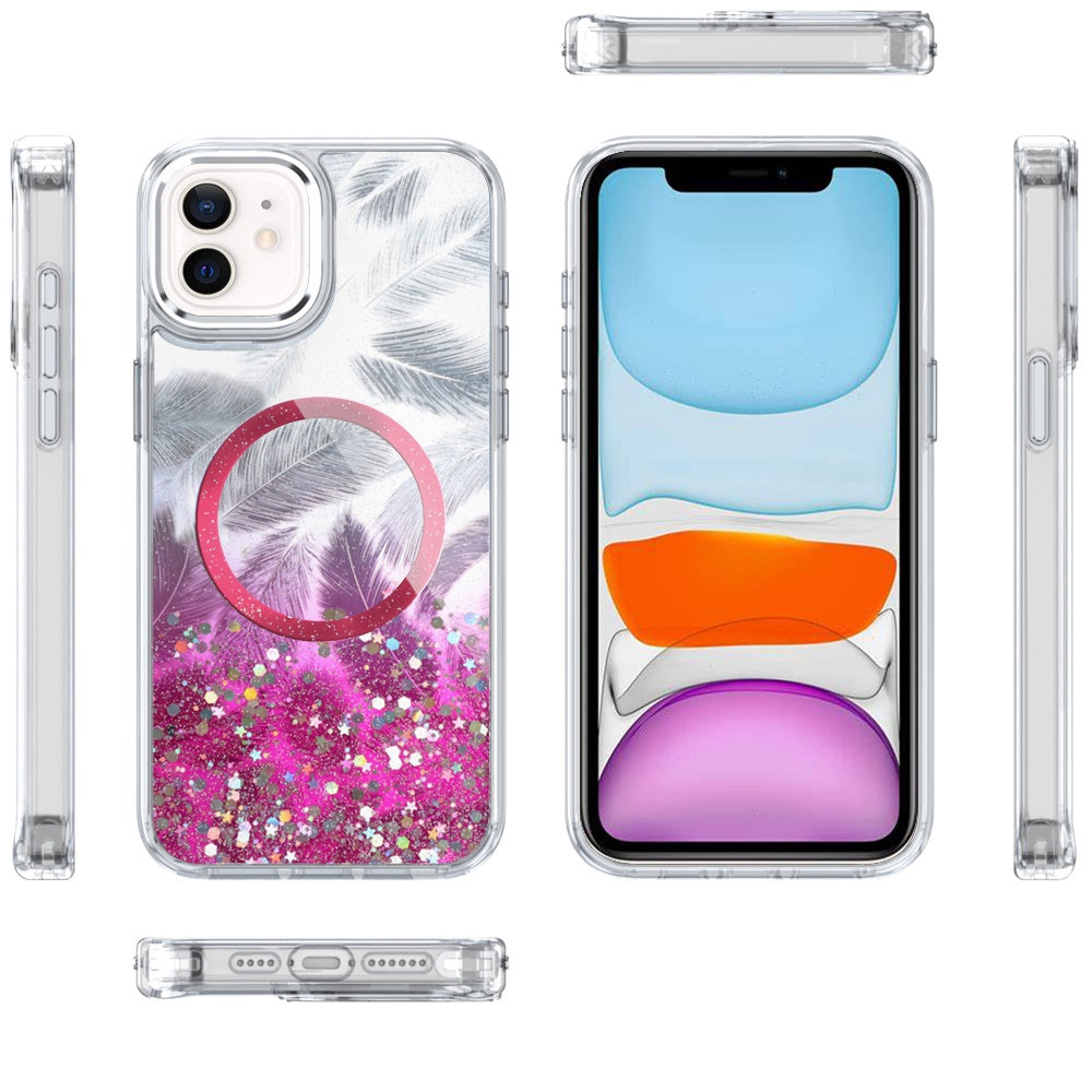For Apple iPhone 14 Plus Epoxy Glitter Shimmer Fashion Case with Magnetic Magsafe Compatible Hybrid Sparkling Slim Protective Case Cover