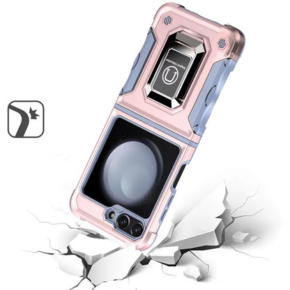 For Samsung Galaxy Z Flip 7 FE Hybrid Stand Magnetic Ring Holder Kickstand Heavy Duty Rugged Drop Silicone & Hard PC Shockproof Case Cover