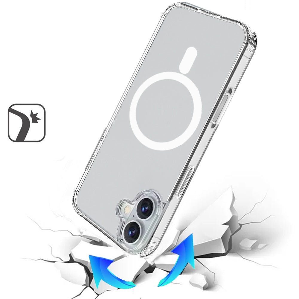 For Apple iPhone 17 Classic Hybrid True Transparent Magnetic Circle - Shockproof Hybrid Clear Bumper, Compatible with MagSafe Case Cover Clear