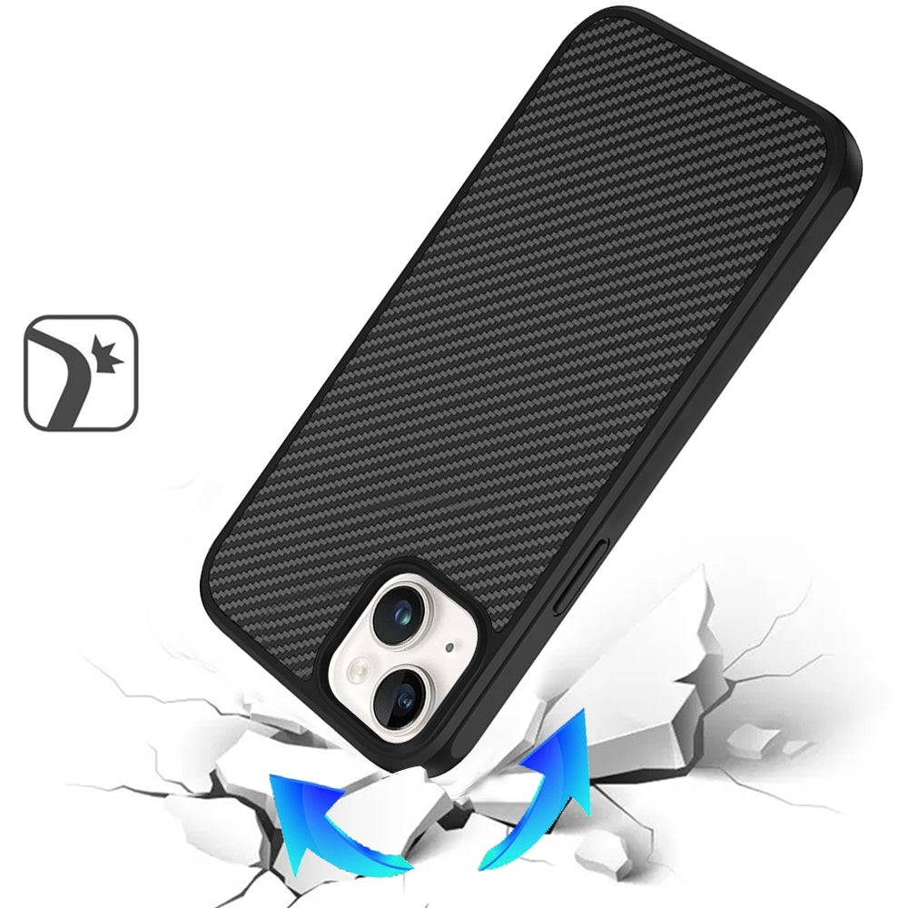 For Samsung Galaxy S26 Carbon Fiber Design with Magnetic HQ 2.0mm Thick Hybrid Shockproof Rubber Hard PC Case Cover