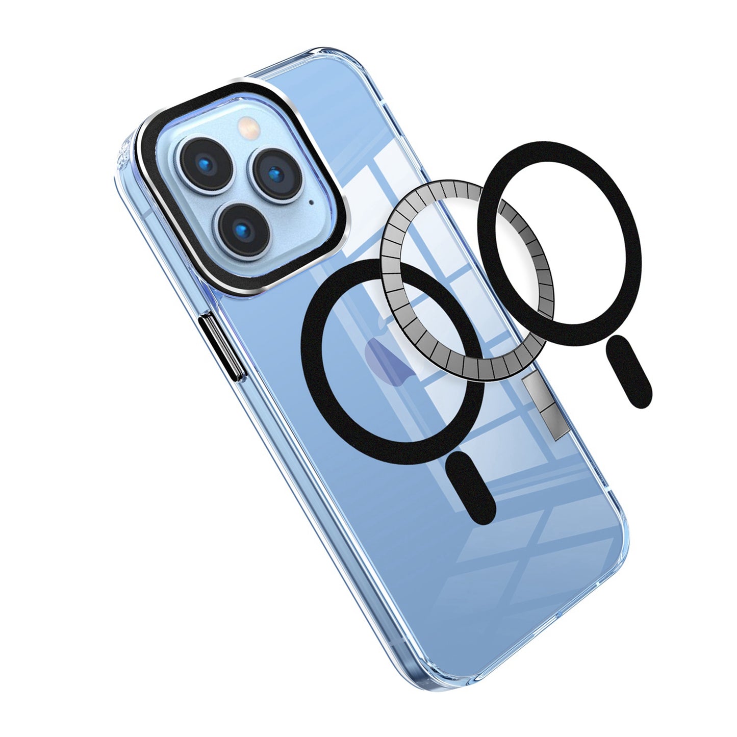 For Samsung Galaxy S26 Ultra Clear Transparent Case Matching Circle Design, Hybrid TPU Hard Shell, Support Magsafe Charger Case Cover Black
