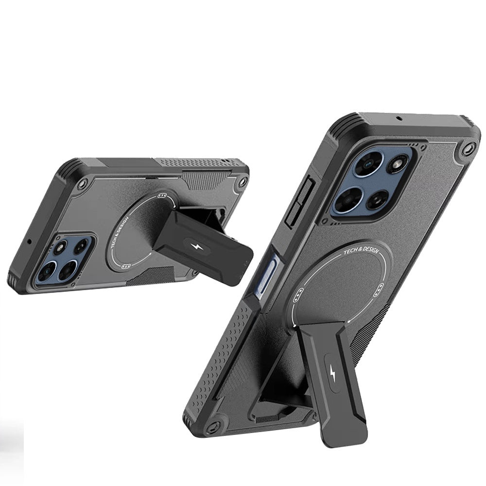 For Motorola Moto G Play 5G 2026 Magnetic Invisible Kickstand Holder with Magsafe, Slim Fit Shockproof Hybrid Military Grade Heavy Duty Case Cover