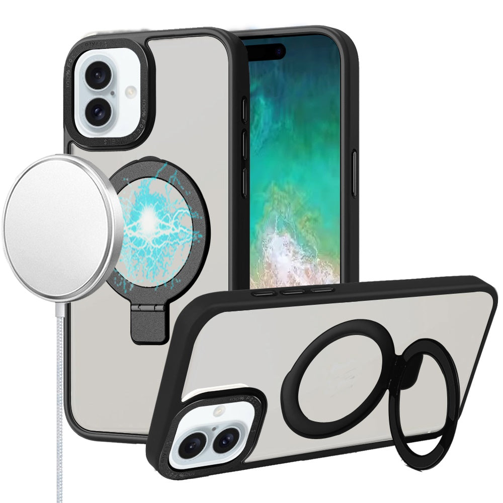 For Samsung Galaxy S25 EDGE Magnetic Metal Matte with Built-in MagSafe Stand, Hybrid Shockproof Armor, TPU Frame Case Cover