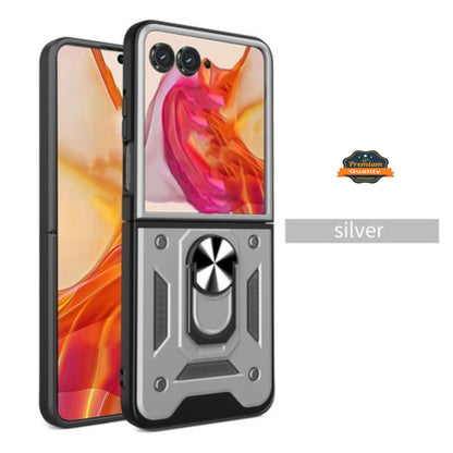 For Motorola Razr 2025 Shockproof Hybrid Dual Layer PC + TPU with Metal Ring Kickstand Heavy Duty Armor Shell Case Cover