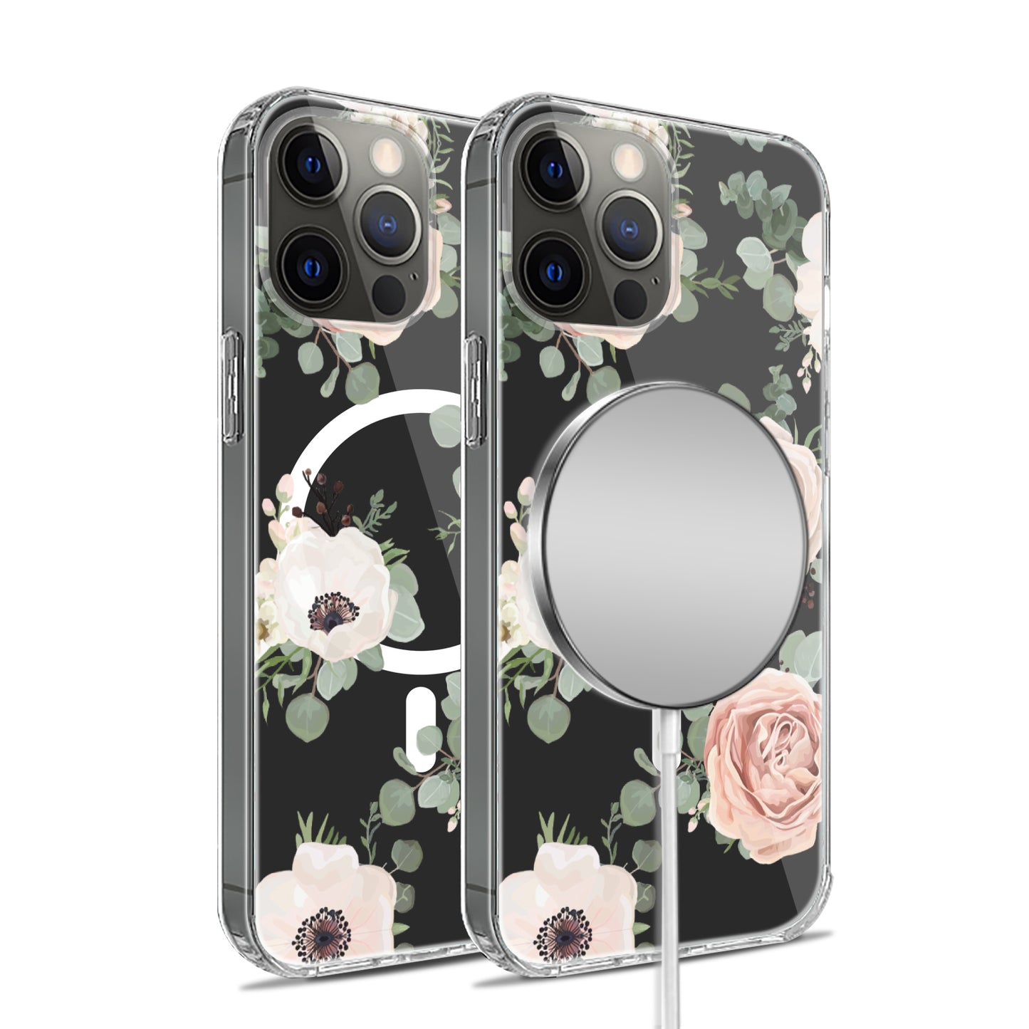 For Samsung Galaxy S24 FE /Fan Edition Hybrid Flower Design Stylish Fashion Thick Hard MagSafe Compatible Shockproof Case Cover