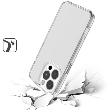 For iPhone 16 Pro Max (6.9") Transparent Shock Absorption PC + TPU Rubber Gel Thick 3mm Hybrid Silicone Slim Fit Back Case Cover