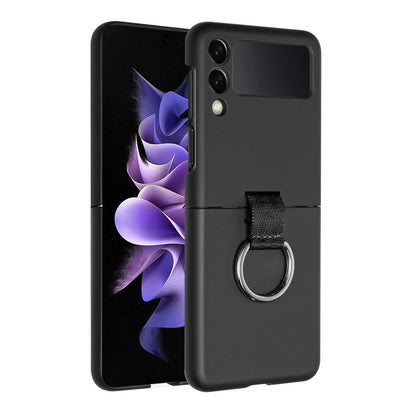 For Samsung Galaxy Z Flip 7 Case with Finger Hook Hybrid Grip Holder, Shockproof Slim Fit Rubber TPU + Hard PC Case Cover