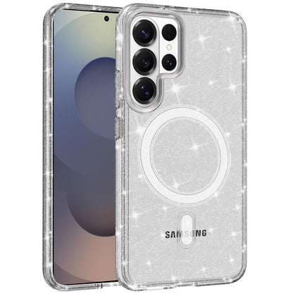 For Samsung Galaxy S26 Ultra MagSafe Compatible Glitter Sparkle Bling Hybrid Case with Magnetic Circle, Slim TPU & Hard PC Frame Case Cover