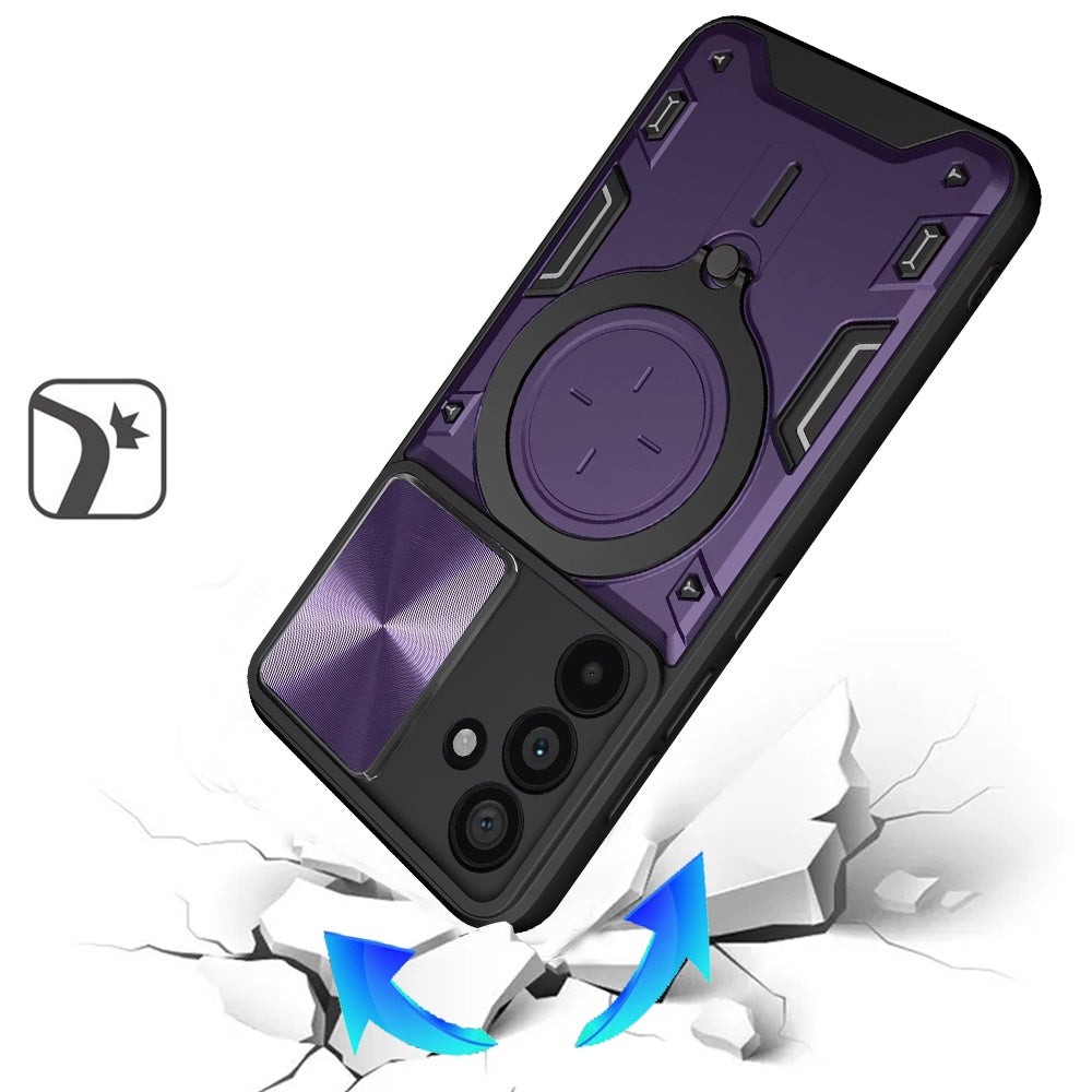 For Samsung Galaxy S25 FE /S25 Fan Edition Hybrid Magnetic 360° Ring Kickstand, MagSafe Compatible, Durable Full Camera Lens Protection Case Cover