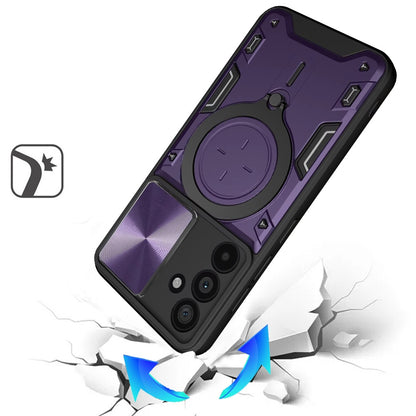 For Samsung Galaxy S25 FE /S25 Fan Edition Hybrid Magnetic 360° Ring Kickstand, MagSafe Compatible, Durable Full Camera Lens Protection Case Cover