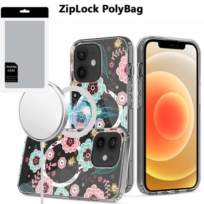 For iPhone 12 / iPhone 12 Pro (6.1") Hybrid Flower Design Stylish Fashion Case, MagSafe Compatible, Thick Shockproof Hard PC Case Cover Colorful Flower