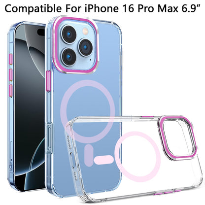For Apple iPhone 16 Pro (6.3") Clear Transparent Matching Circle Design Hybrid TPU Hard Shockproof [Support Magsafe Charger] Case Cover