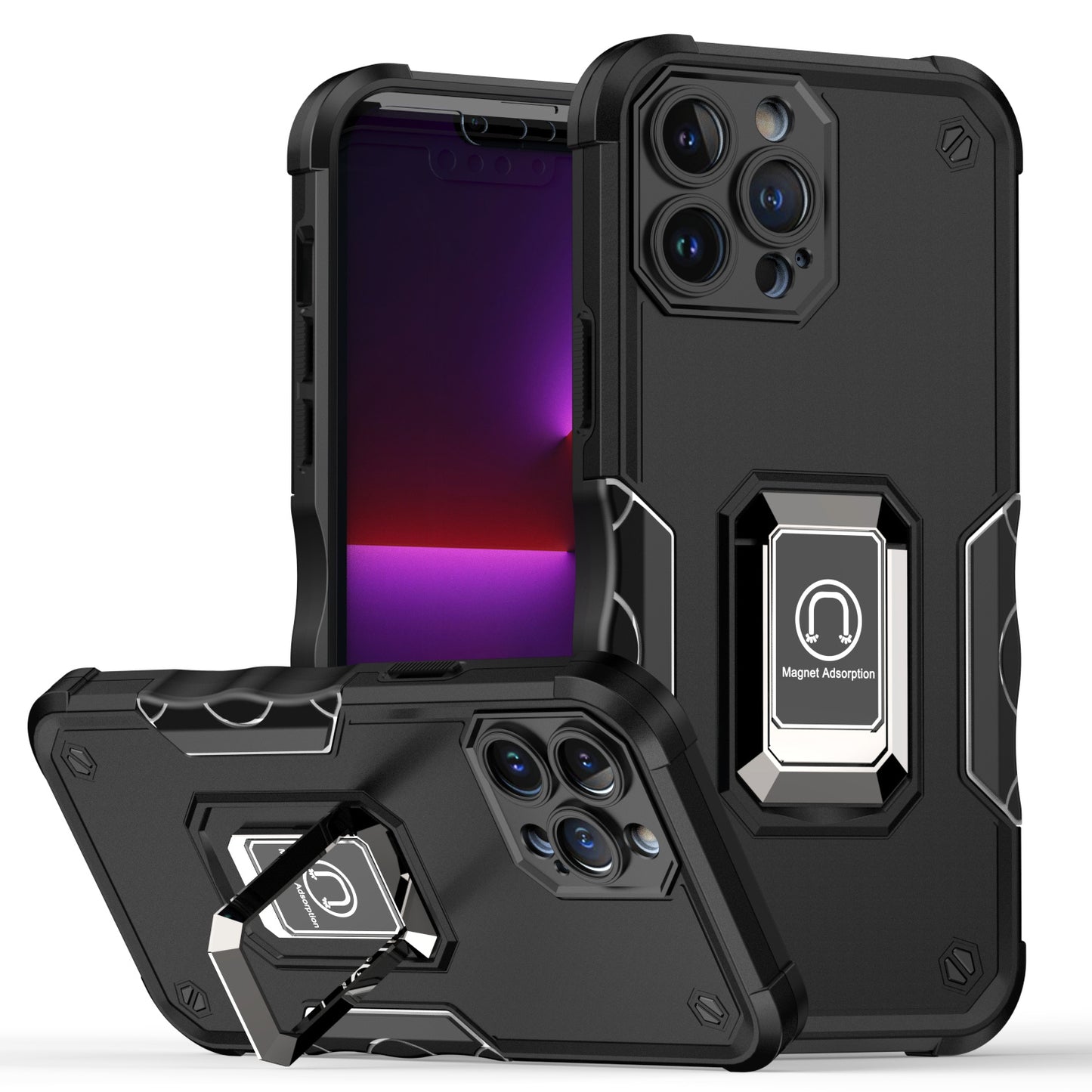 For Samsung Galaxy S26 Hybrid Stand Magnetic Ring Holder Kickstand Heavy Duty Rugged Drop Silicone & Hard PC Shockproof Case Cover