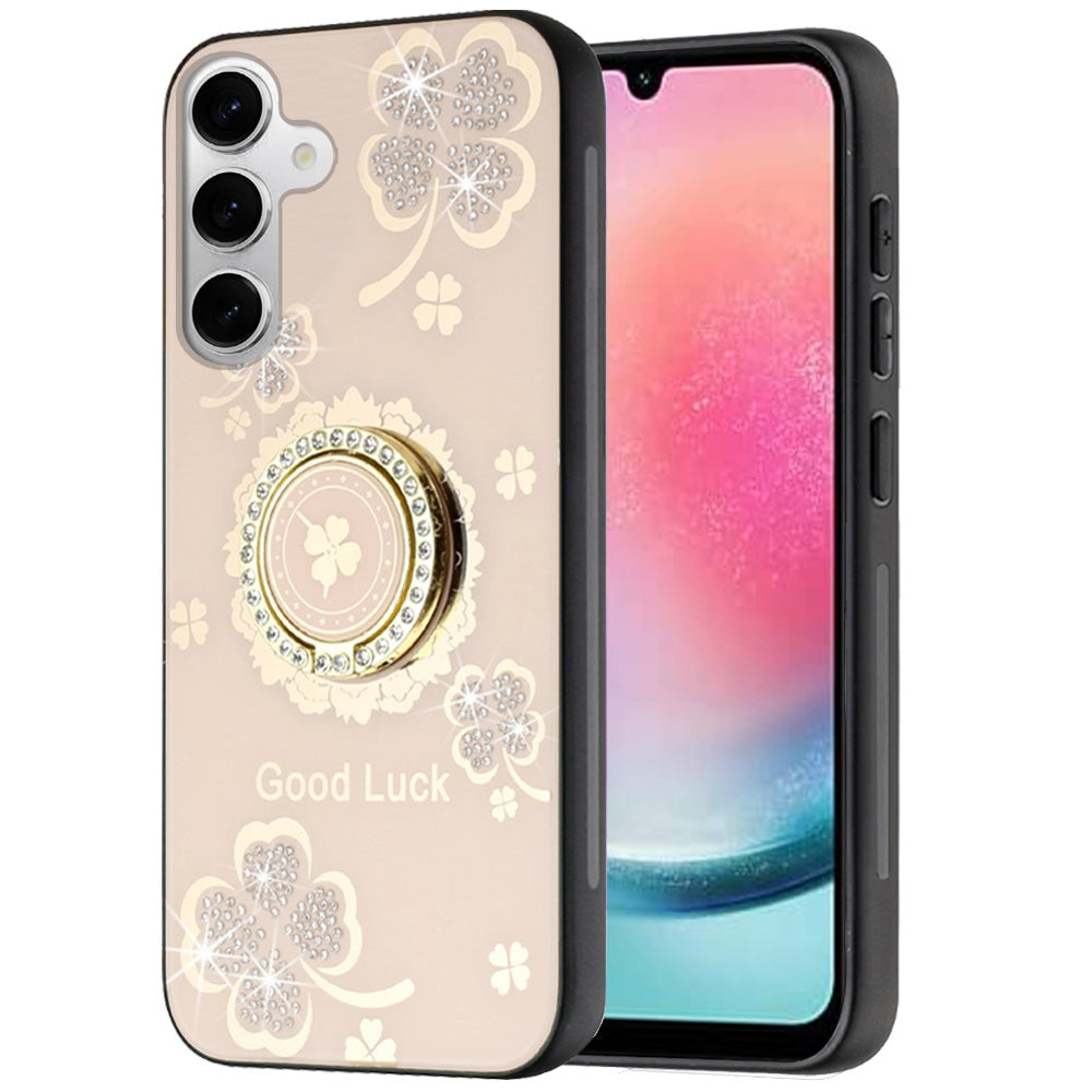 For Samsung Galaxy A26 Diamonds 3D Fashion Bling Sparkly Glitter Ornaments Engraving Hybrid with Ring Stand Case Cover