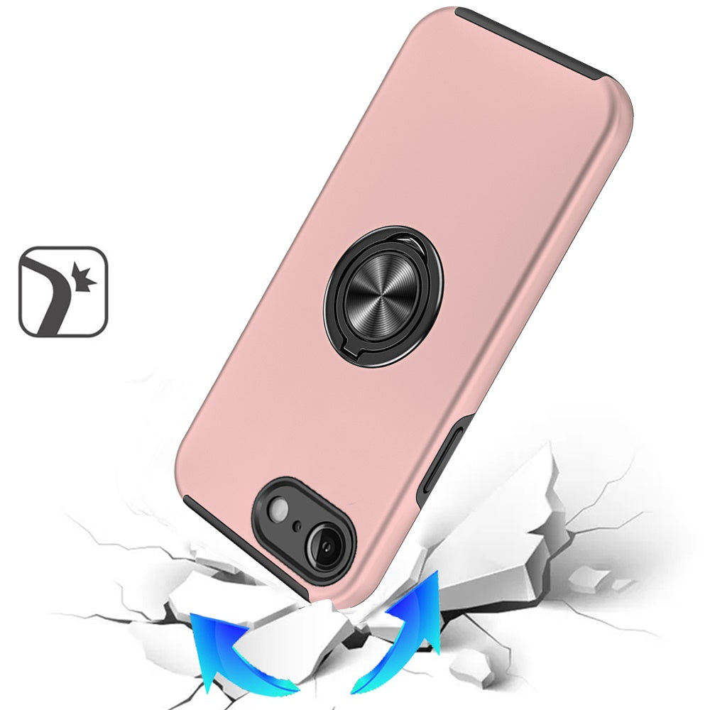 For Apple iPhone 17E /16E Hybrid 360 Degree Rotatable Metal Invisible Ring Stand Holder Slim Fit Magnetic Car Mount Shockproof Case Cover