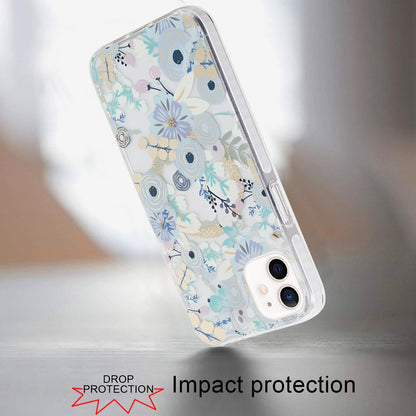 For Apple iPhone 16 Pro (6.3") Floral Pattern Design Cute Clear Hybrid Compatible with Magsafe Double Layer Soft TPU Hard PC Case Cover