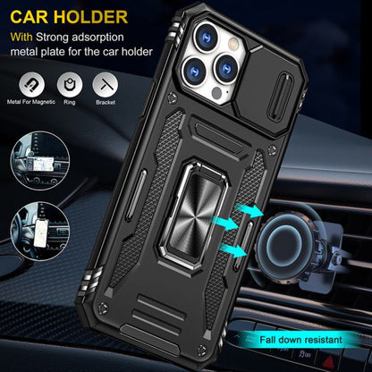 For Samsung Galaxy Z Fold 7 Hybrid Magnetic Ring Stand Case with Slide Camera Lens Protection, TPU Rubber Shockproof Case Cover