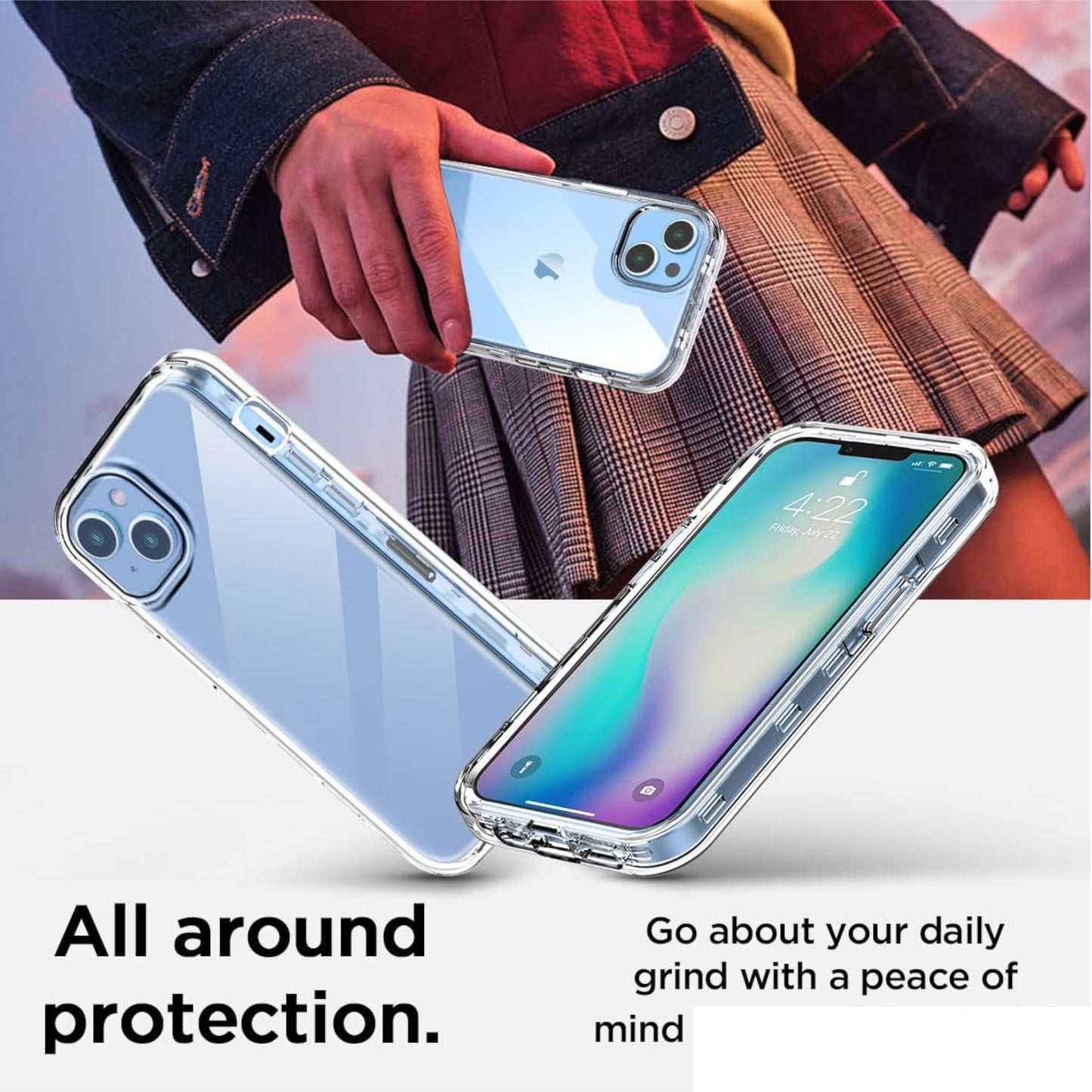 For Apple iPhone 15 Pro (6.1") Hybrid Transparent 3in1 Corner Tough Durable Detachable Shockproof Frame Hard PC + TPU  Phone Case Cover