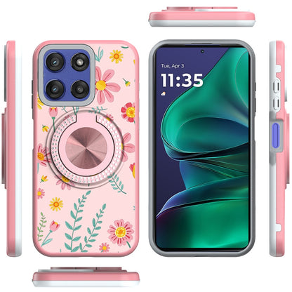 For Motorola Moto G Stylus 5G 2026 /2025 Pattern Design Hybrid with Invisible Ring Stand & Magnetic Back, Shockproof Protective Grip Case Cover