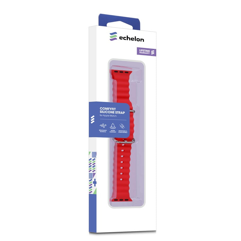 echelon ComfyFit Silicone Strap for Apple Watch Series 9 41mm/Watch Series 10 42mm / Watch SE (2022) 40mm - Red, Apple Watch Accessories