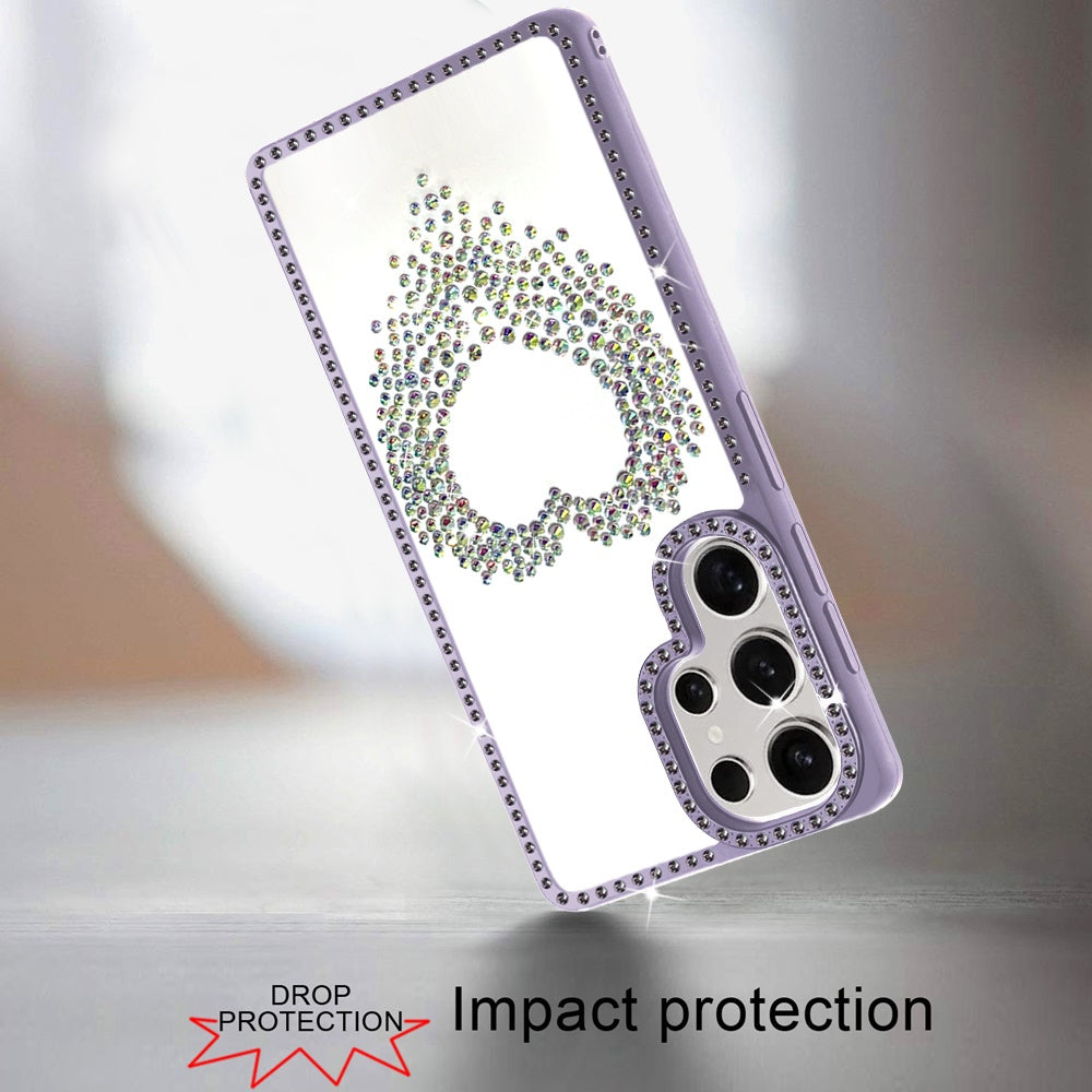 For Samsung Galaxy S25 Ultra Angel Hearts Glitter Shimmer Diamond Edge Hybrid Drop Protection Shockproof Design Case Cover