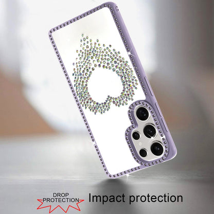 For Samsung Galaxy S25 Ultra Angel Hearts Glitter Shimmer Diamond Edge Hybrid Drop Protection Shockproof Design Case Cover