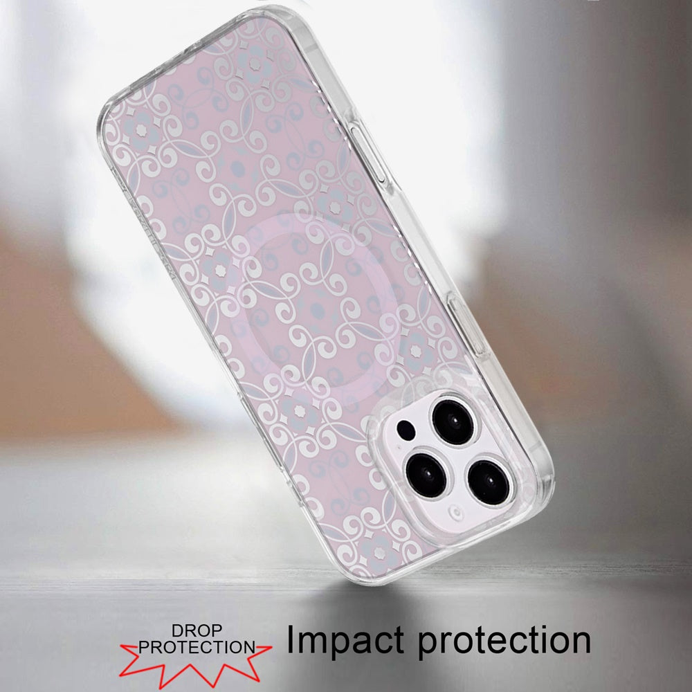 For iPhone 16 Pro Max (6.9") Stylish Pattern Fashion IMD Printed Design TPU Double Layer Slim Shockproof with Magnetic Back Case Cover