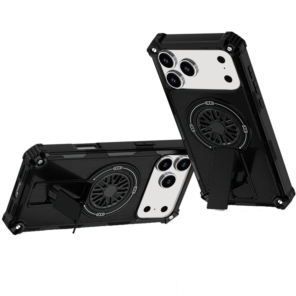 For Apple iPhone 17 Texture Design Invisible Kickstand Case, MagSafe Compatible Hybrid Shockproof Cover, Car Mount Friendly Case Cover