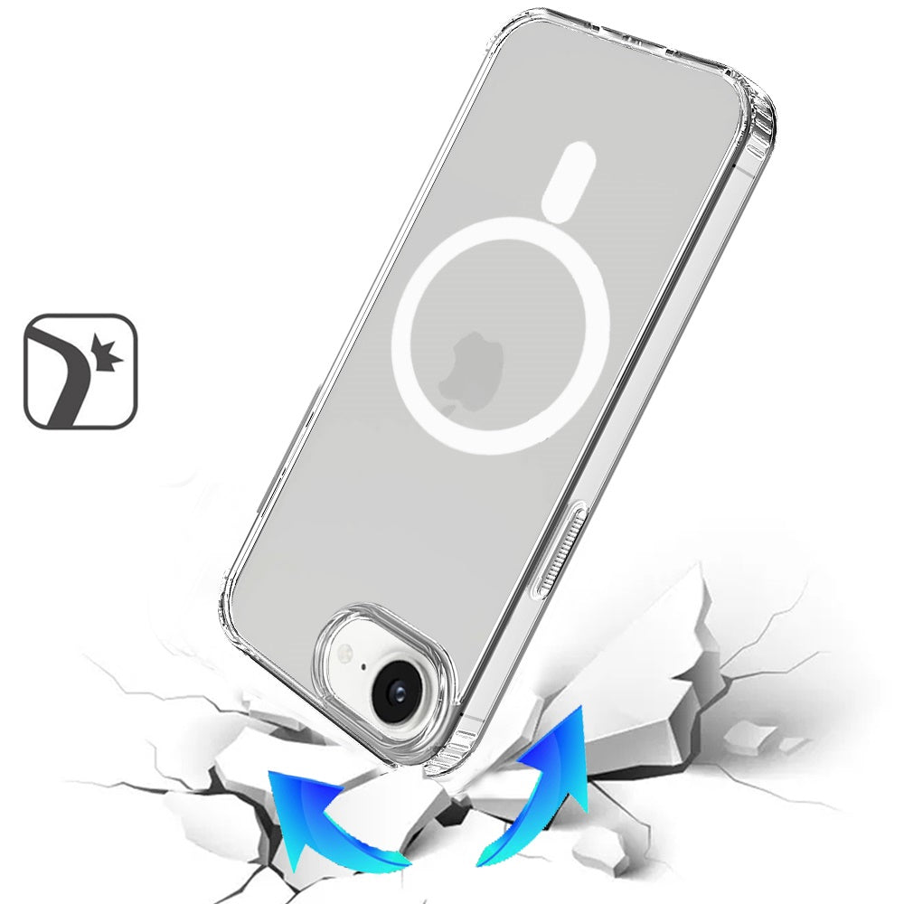 For Apple iPhone 17E /16E Classic Hybrid True Transparent Shockproof Back Magnetic Case Compatible with MagSafe Case Cover Clear