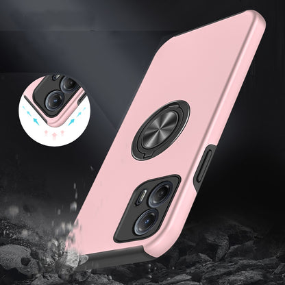 For Motorola Moto G Power 5G 2024 Hybrid 360 Degree Rotatable Metal Invisible Ring Stand Holder Slim Fit Magnetic Car Mount Shockproof Case Cover Pink