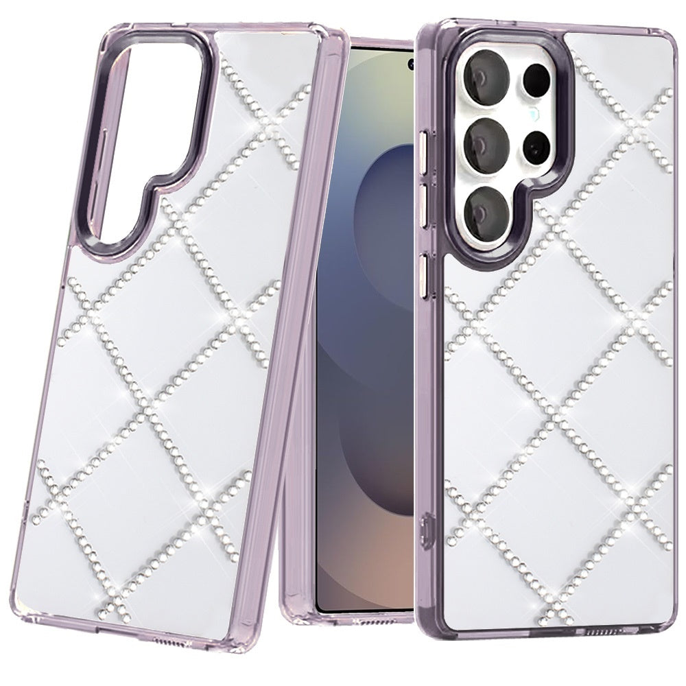 For Samsung Galaxy S25 Ultra Gem Glitter Diamond Bling Clear Hybrid TPU Cover, Colorful Shockproof Protective Back, Slim Fit for Women Girls Case Cover